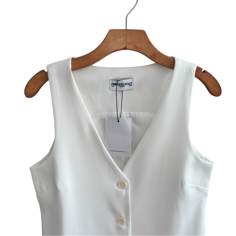 Princess Polly White Sleeveless Button Vest - Picture 3 of 10